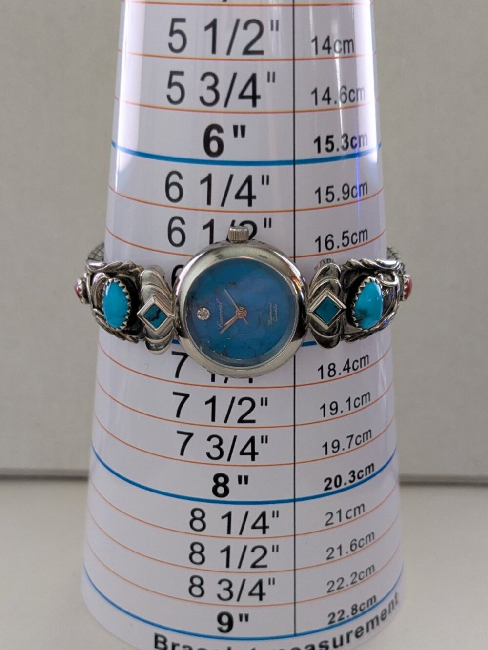 Vtg. RB Richard Begay Navajo Sterling Turquoise Coral Watch Tips Lucoral Watch